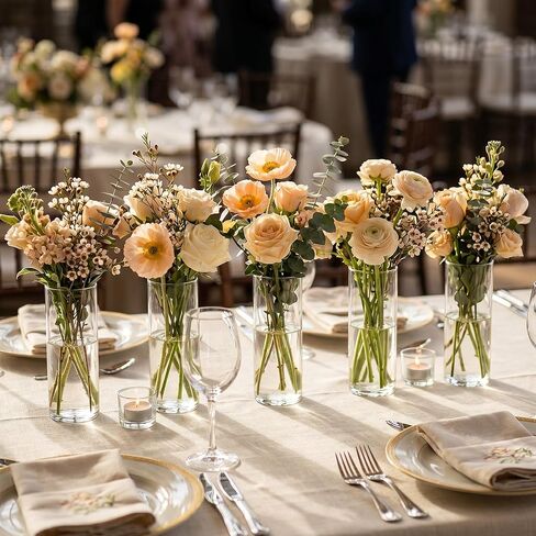 24 Pcs 8 Inch Tall Glass Vases Bulk Clear Cylinder Flower Vases Transparent Candle Holder Glass Cylinder Vases Floral Plant Vase Bulk for Wedding Centerpieces Home Decoration Dinners Party Event in Saudi Arabia