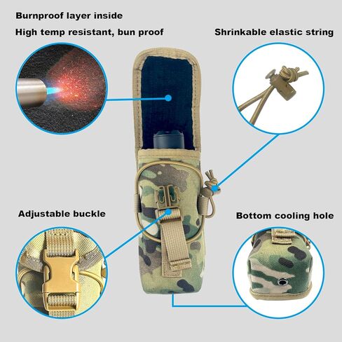 High Temperature Suppressor Pouch, Thermal Insulated Shield for Hot Rifle/Pistol Suppressor, Molle Pouch Holder for Flashlight,Baton, Fits 5-7 inches or Smaller (Camo Style) in Saudi Arabia