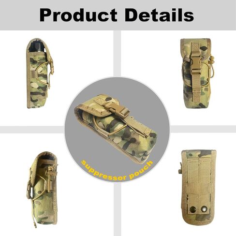 High Temperature Suppressor Pouch, Thermal Insulated Shield for Hot Rifle/Pistol Suppressor, Molle Pouch Holder for Flashlight,Baton, Fits 5-7 inches or Smaller (Camo Style) in Saudi Arabia