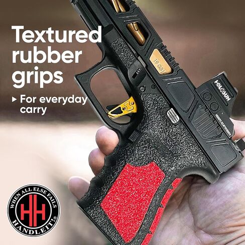 Handleitgrips Gun Grip Tape Compatible with Glock 19 and Glock 23 Gen 4, Black Hybrid Textured Rubber Pistol Grip Tape with Red Sandpaper Inserts, Gun Grip Wrap, Veteran Owned, Made in USA in Saudi Arabia