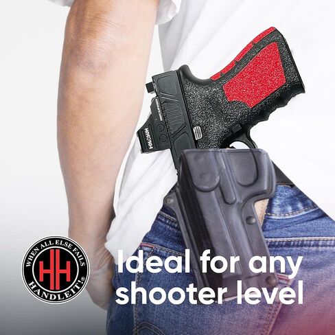 Handleitgrips Gun Grip Tape Compatible with Glock 19 and Glock 23 Gen 4, Black Hybrid Textured Rubber Pistol Grip Tape with Red Sandpaper Inserts, Gun Grip Wrap, Veteran Owned, Made in USA in Saudi Arabia