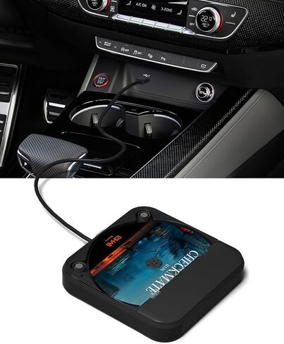 ENVYCLOUD Portable Car CD Player with USB/AUX Port,External CD Player Compatible with Car Radio Stereo, Laptop, TV, Computer,Universal for Vehicle with Adapter (Black) in Kuwait