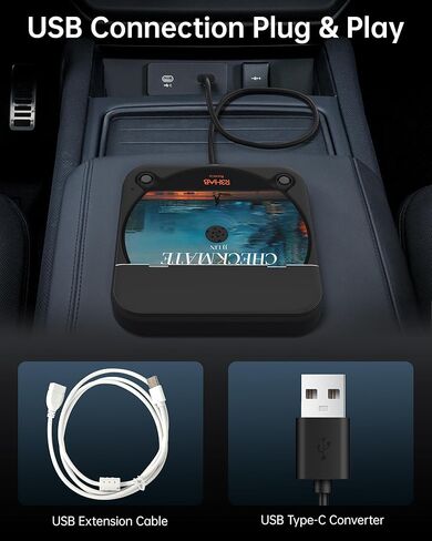 مشغل أقراص مضغوطة محمول للسيارة ENVYCLOUD مع منفذ USB/AUX، مشغل أقراص مضغوطة خارجي متوافق مع راديو السيارة والكمبيوتر المحمول والتلفزيون والكمبيوتر، عالمي للمركبة مع محول (أسود) in Kuwait