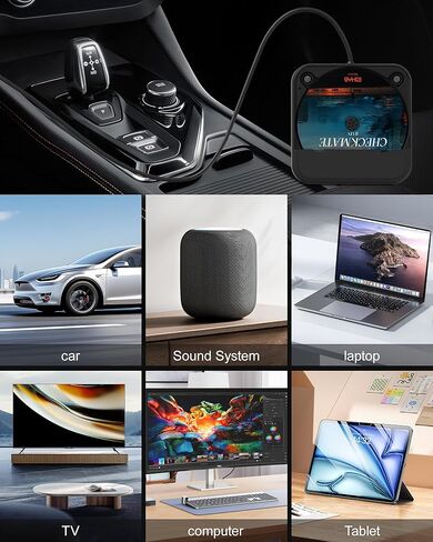 مشغل أقراص مضغوطة محمول للسيارة ENVYCLOUD مع منفذ USB/AUX، مشغل أقراص مضغوطة خارجي متوافق مع راديو السيارة والكمبيوتر المحمول والتلفزيون والكمبيوتر، عالمي للمركبة مع محول (أسود) in Kuwait