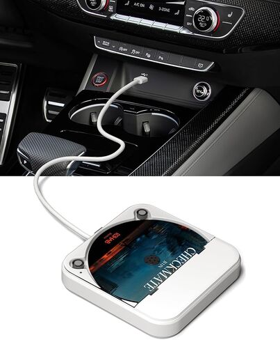 مشغل أقراص مضغوطة محمول للسيارة ENVYCLOUD مع منفذ USB/AUX، مشغل أقراص مضغوطة خارجي متوافق مع راديو السيارة والكمبيوتر المحمول والتلفزيون والكمبيوتر، عالمي للمركبة مع محول (أسود) in Kuwait