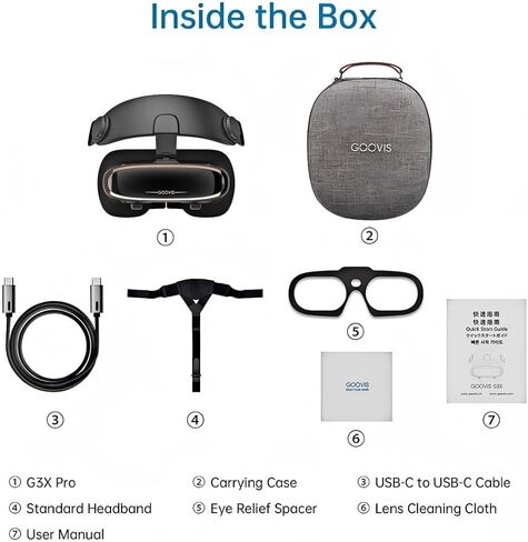 Goovis G3X Pro 3D XR Headset, Dual 1080p Sony Micro-OLED, 800 Inch Virtual Display, Diopter Adjustment, Compatible with iPhone 17/Android/PC/Handhelds/PS5 in Saudi Arabia