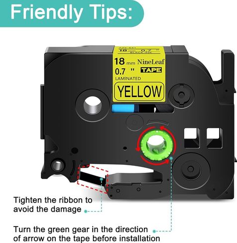 NineLeaf TZe-641 Label Tape 18mm 0.7 Laminated Yellow TZ641 TZe TZ Black on Yellow Compatible with Brother P Touch Label Maker Tape 3/4" for Brother Ptouch PTD410 PTD400 PTD610BT PTD600, 50 Pack in Saudi Arabia
