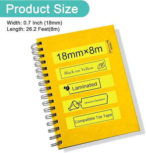 NineLeaf TZe-641 Label Tape 18mm 0.7 Laminated Yellow TZ641 TZe TZ Black on Yellow Compatible with Brother P Touch Label Maker Tape 3/4" for Brother Ptouch PTD410 PTD400 PTD610BT PTD600, 50 Pack in Saudi Arabia