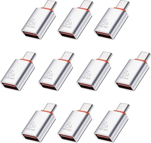 10 عبوات من USB C ذكر إلى USB أنثى 10 جيجابايت في الثانية/120 واط Usb3.1 إلى USB-C محول فضي من النوع C ذكر أيضًا محول USB-أنثى نقل بيانات عالي السرعة للهواتف الذكية وأجهزة الكمبيوتر المحمول والكمبيوتر اللوحي ولوحة المفاتيح in Saudi Arabia