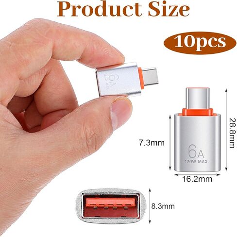 10 عبوات من USB C ذكر إلى USB أنثى 10 جيجابايت في الثانية/120 واط Usb3.1 إلى USB-C محول فضي من النوع C ذكر أيضًا محول USB-أنثى نقل بيانات عالي السرعة للهواتف الذكية وأجهزة الكمبيوتر المحمول والكمبيوتر اللوحي ولوحة المفاتيح in Saudi Arabia