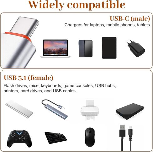 10 عبوات من USB C ذكر إلى USB أنثى 10 جيجابايت في الثانية/120 واط Usb3.1 إلى USB-C محول فضي من النوع C ذكر أيضًا محول USB-أنثى نقل بيانات عالي السرعة للهواتف الذكية وأجهزة الكمبيوتر المحمول والكمبيوتر اللوحي ولوحة المفاتيح in Saudi Arabia
