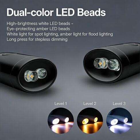Fafeicy Rechargeable Neck Reading Light Dual Color USB Eye Caring LED Adjustable Brightness Black 200mAh Battery for Night Reading in Saudi Arabia