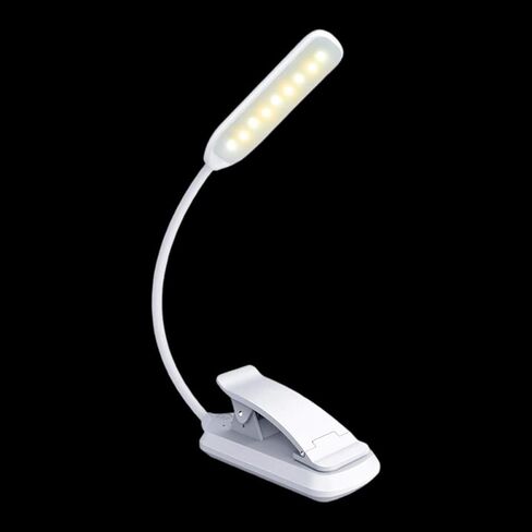 USB Rechargeable LED Reading Lamp White 88x40x220mm Eye-Care Night Reading Light Portable Clip-on Book Light for Bedroom and Desk Use in Saudi Arabia