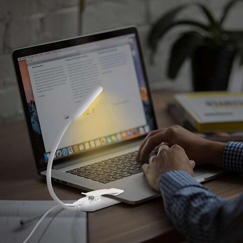 USB Rechargeable LED Reading Lamp White 88x40x220mm Eye-Care Night Reading Light Portable Clip-on Book Light for Bedroom and Desk Use in Saudi Arabia
