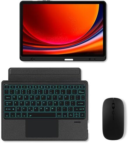 Split Keyboard Case for Samsung Galaxy Tab S8+ Plus S9+ Plus S10+ Plus 12.4-inch Case and Keyboard Smart Touchpad Magnetic Detachable Keyboard Cover, Bluetooth Connection, Free Mouse (Black in Saudi Arabia