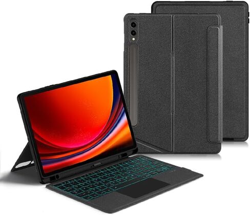 Split Keyboard Case for Samsung Galaxy Tab S8+ Plus S9+ Plus S10+ Plus 12.4-inch Case and Keyboard Smart Touchpad Magnetic Detachable Keyboard Cover, Bluetooth Connection, Free Mouse (Black in Saudi Arabia