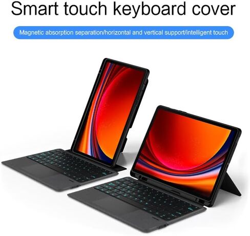 Split Keyboard Case for Samsung Galaxy Tab S8+ Plus S9+ Plus S10+ Plus 12.4-inch Case and Keyboard Smart Touchpad Magnetic Detachable Keyboard Cover, Bluetooth Connection, Free Mouse (Black in Saudi Arabia