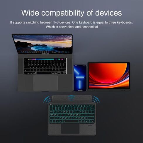 Split Keyboard Case for Samsung Galaxy Tab S8+ Plus S9+ Plus S10+ Plus 12.4-inch Case and Keyboard Smart Touchpad Magnetic Detachable Keyboard Cover, Bluetooth Connection, Free Mouse (Black in Saudi Arabia