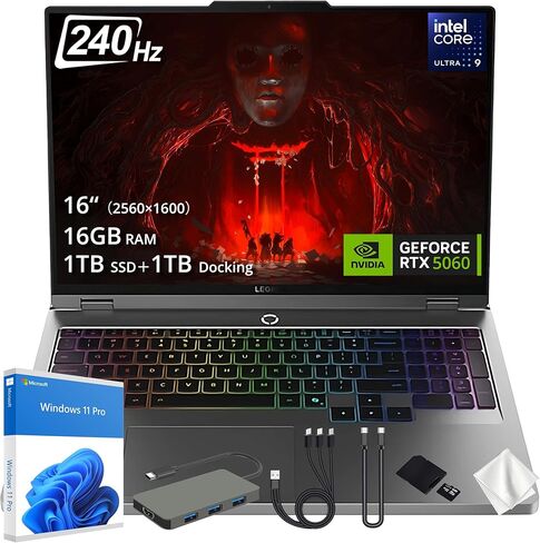Lenovo Legion 5 16" WQXGA 240Hz Gaming Laptop, Intel Ultra 9 275HX, NVIDIA GeForce RTX 5060, 32GB DDR5, 2TB Storage(1TB SSD+1TB Docking Station), 24-Zone RGB Backlit Keyboard, WiFi 7, Win 11 Pro, Gray in Saudi Arabia