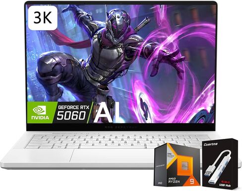 ASUS ROG Zephyrus G14 AI Gaming Laptop, 14" 3K OLED Display, AMD Ryzen 9 270(>i9-12900H), GeForce RTX 5060, Liquid Metal Cooling, Dolby Vision & Atmos, Windows 11 Home, White(16GB DDR5 RAM | 2TB SSD) in Saudi Arabia