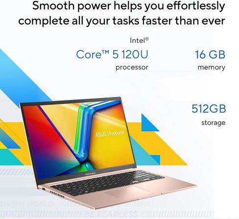 ASUS Vivobook 15 Laptop - 15.6" FHD Touchscreen - Intel® Core™ 5 120U - 16GB RAM - 512GB SSD - Windows 11 Home - Terra Cotta - F1504VAP-AB56-PK in Saudi Arabia