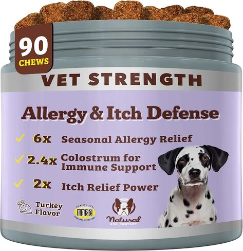 Natural Dog Company Calming Bites (90 Chews), Peanut Butter and Bacon Flavor, Chewable Treats with Melatonin for Dogs, Promotes Relaxation & Composure for Daily Stress, Supports Balanced Behavior in Kuwait