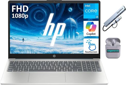 HP 15.6" FHD Touchscreen Business Laptop Computer, 8GB RAM 256GB SSD, 8-Core Intel Core i3, Windows 11 with Copilot AI, Moonlight Blue (Renewed) in Saudi Arabia