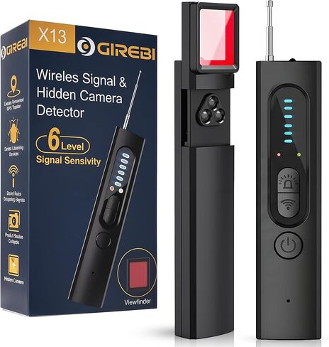 أجهزة الكشف عن الكاميرا الخفية المتقدمة، وكاشف تعقب نظام تحديد المواقع العالمي (GPS)، وجهاز أمان الفندق، وكاشف الترددات اللاسلكية، ومكتشف كاميرا التجسس، وكاشف الأجهزة المخفية لـ Airbnb، والفنادق، والحمام، والمنزل، والمكتب (أسود) in Saudi Arabia