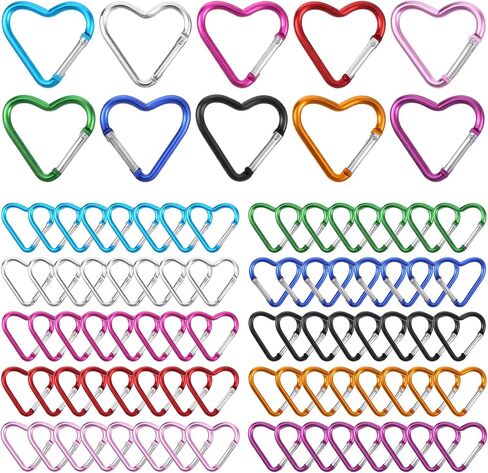 80 Pcs Heart Keychain Clips Bulk, Aluminum Alloy Keychain Clip Cute Heart Snap Hook Key Holder, Spring Loaded Key Ring for Outdoor Travel Walking, Keys, Dog Leash, Water Bottle Holder in Saudi Arabia