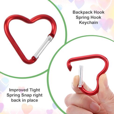80 Pcs Heart Keychain Clips Bulk, Aluminum Alloy Keychain Clip Cute Heart Snap Hook Key Holder, Spring Loaded Key Ring for Outdoor Travel Walking, Keys, Dog Leash, Water Bottle Holder in Saudi Arabia