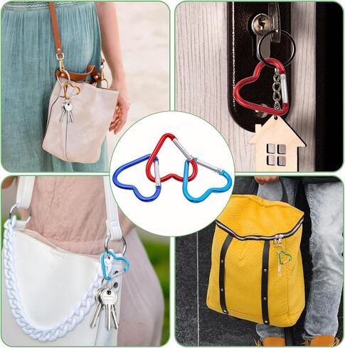 80 Pcs Heart Keychain Clips Bulk, Aluminum Alloy Keychain Clip Cute Heart Snap Hook Key Holder, Spring Loaded Key Ring for Outdoor Travel Walking, Keys, Dog Leash, Water Bottle Holder in Saudi Arabia