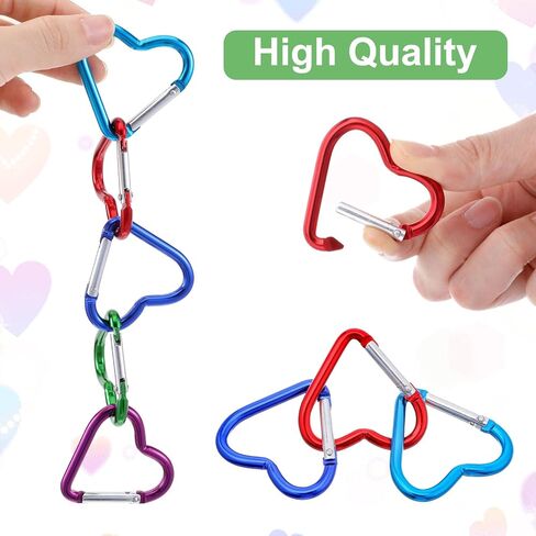 80 Pcs Heart Keychain Clips Bulk, Aluminum Alloy Keychain Clip Cute Heart Snap Hook Key Holder, Spring Loaded Key Ring for Outdoor Travel Walking, Keys, Dog Leash, Water Bottle Holder in Saudi Arabia