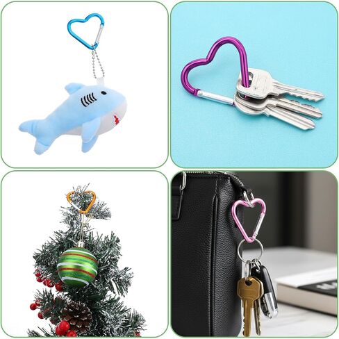 80 Pcs Heart Keychain Clips Bulk, Aluminum Alloy Keychain Clip Cute Heart Snap Hook Key Holder, Spring Loaded Key Ring for Outdoor Travel Walking, Keys, Dog Leash, Water Bottle Holder in Saudi Arabia