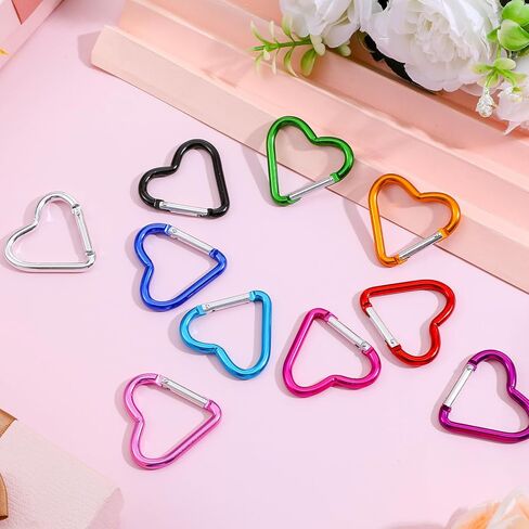 80 Pcs Heart Keychain Clips Bulk, Aluminum Alloy Keychain Clip Cute Heart Snap Hook Key Holder, Spring Loaded Key Ring for Outdoor Travel Walking, Keys, Dog Leash, Water Bottle Holder in Saudi Arabia
