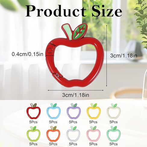 50 Pack Cute Carabiner Keychain Clips, Apple-Shape Carabiner Clip Aluminum Clips for Keychains, Water Bottle Holders, Dog Leashes in Saudi Arabia