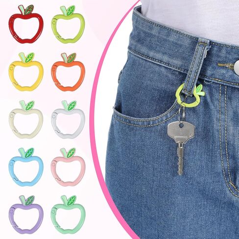 50 Pack Cute Carabiner Keychain Clips, Apple-Shape Carabiner Clip Aluminum Clips for Keychains, Water Bottle Holders, Dog Leashes in Saudi Arabia