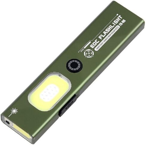 EDC Flat Flashlight with Red Beam Combo,Powerful Small Pocket Rechargeable Magnetic Worklight Clip on,COB Side Light for Car Repair,Travel,Hiking,Camping,Emergency (Green) in Saudi Arabia