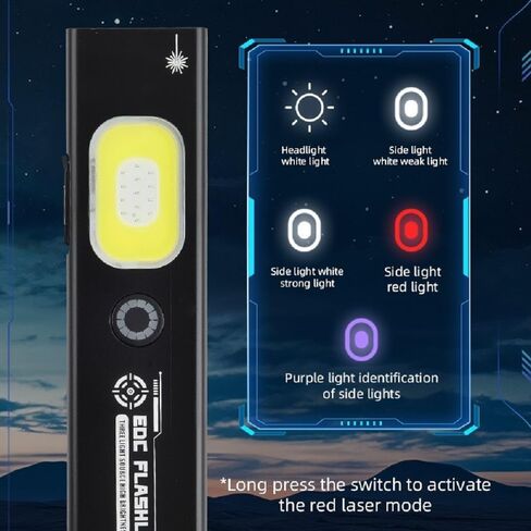 EDC Flat Flashlight with Red Beam Combo,Powerful Small Pocket Rechargeable Magnetic Worklight Clip on,COB Side Light for Car Repair,Travel,Hiking,Camping,Emergency (Green) in Saudi Arabia