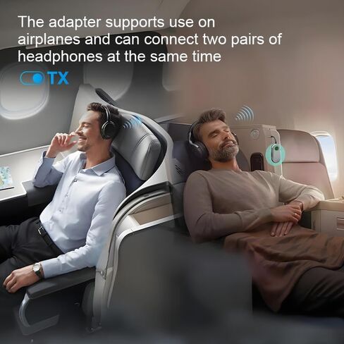 جهاز استقبال إرسال بلوتوث لجهازي AirPods أو BT، محول بلوتوث لاسلكي 2 في 1 لسماعات الرأس، محول مقبس صوت Aux 3.5 ملم لنظام ستيريو منزلي للسيارة والتلفزيون أثناء الطيران in Saudi Arabia