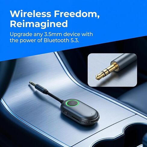 جهاز استقبال إرسال بلوتوث لجهازي AirPods أو BT، محول بلوتوث لاسلكي 2 في 1 لسماعات الرأس، محول مقبس صوت Aux 3.5 ملم لنظام ستيريو منزلي للسيارة والتلفزيون أثناء الطيران in Saudi Arabia