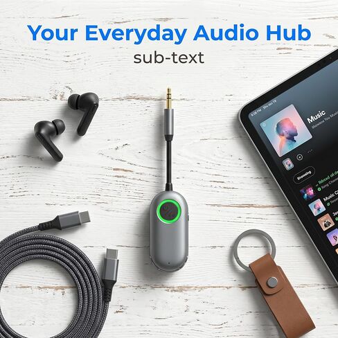 جهاز استقبال إرسال بلوتوث لجهازي AirPods أو BT، محول بلوتوث لاسلكي 2 في 1 لسماعات الرأس، محول مقبس صوت Aux 3.5 ملم لنظام ستيريو منزلي للسيارة والتلفزيون أثناء الطيران in Saudi Arabia