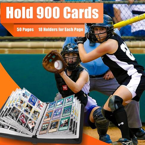 ألبوم Card Card Card ، موثق بطاقة البيسبول الجلدية مع 900 جيوب تحميل جانبية ، موثق بطاقة جيب مزدوجة من جانب MTC ، TCG ، بطاقات اللعبة ، بطاقات رياضية in Saudi Arabia