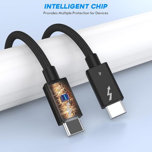 كابل Thunderbolt 4، [نقل بيانات بسرعة 40 جيجابت في الثانية] كابل USB C طويل 2M/6.6FT، فيديو 8K/4K 60 هرتز وشحن سريع 240W PD 3.1، سلك كابل USB مجدول نشط متوافق مع Thunderbolt 3/USB 4/MacBook Pro/iPhone in Kuwait