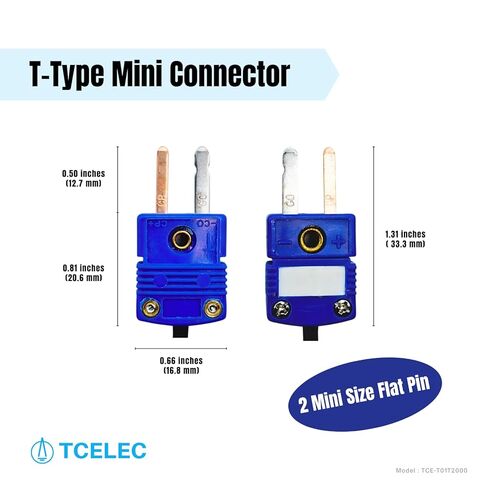 T-Type Thermocouple Probe 3-Pack 1M Brown Teflon Insulated Thermocouple Wire with Mini Flat 2-Pin Connector Low Temperature Sensor Probe for Meters Testers Temperature Range from 32°F to 392°F in Saudi Arabia