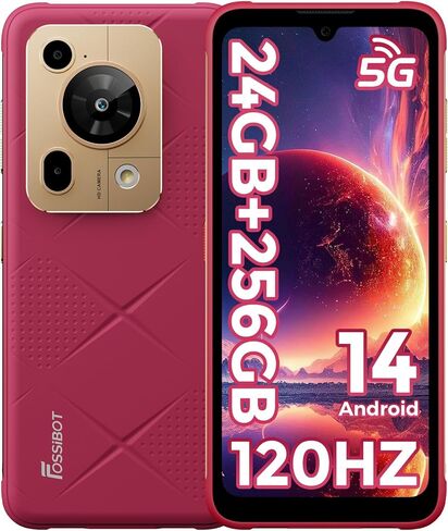 FOSSIBOT F112 Pro 120 هرتز 5G هاتف متين غير مغلق، 24 جيجابايت + 256 جيجابايت / 2 تيرابايت هاتف ذكي متين، شاشة 6.88 بوصة FHD + 120 هرتز، أبعاد MTK 6300+، هاتف محمول 7150 مللي أمبير، كاميرا AI 50 ميجابكسل، IP68/IP69K/ثنائي الشريحة T-Mobile-2026 | 24 جيجاباي in Kuwait