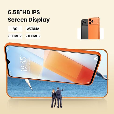Unlocked Phones, 3G Network Android Phone, 6.52-inch Screen, 1GB RAM+16GB ROM/TF 128GB, Dual SIM Cards, Dual Cameras, Suitable for Novice Users (Orange) in Saudi Arabia