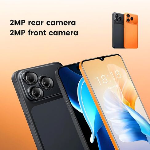 Unlocked Phones, 3G Network Android Phone, 6.52-inch Screen, 1GB RAM+16GB ROM/TF 128GB, Dual SIM Cards, Dual Cameras, Suitable for Novice Users (Orange) in Saudi Arabia