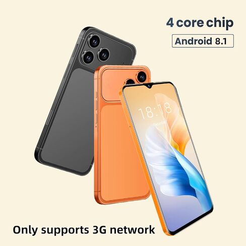 Unlocked Phones, 3G Network Android Phone, 6.52-inch Screen, 1GB RAM+16GB ROM/TF 128GB, Dual SIM Cards, Dual Cameras, Suitable for Novice Users (Orange) in Saudi Arabia