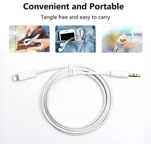 esbeecables كابل Lightning إلى 3.5 مم Aux، 6FT معتمد من Apple MFi لهاتف iPhone 13/12/11/XS/XR/X/8/7/iPad/iPod إلى مكبر الصوت، ستيريو منزلي، سماعة رأس in Saudi Arabia