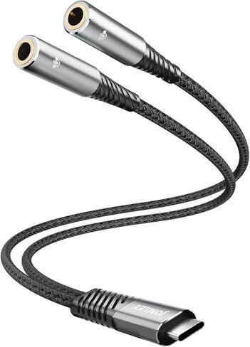 USB C to Dual 3.5mm Female Headphone Splitter 20CM, Type C to Two 3.5mm TRRS Female Audio Jack Splitter Adapter for 2 Headphones, USB C Smartphone, Laptop, Speakers, TRRS Microphones in Saudi Arabia